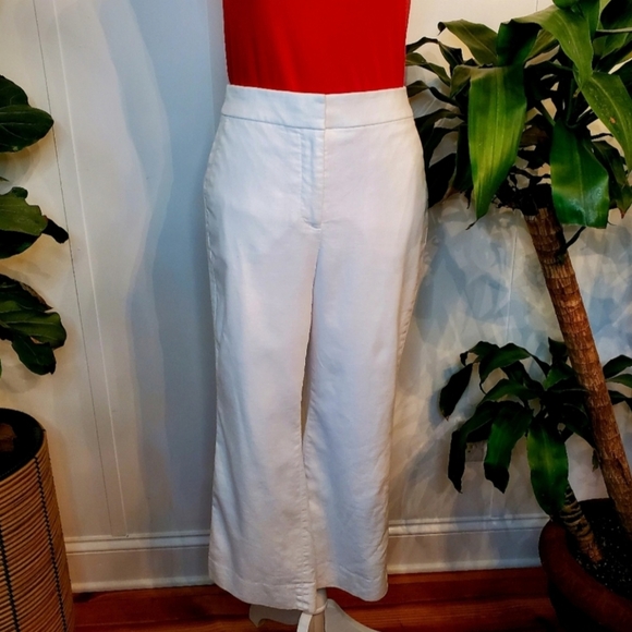J Crew Factory Kelsey Flare Linen Blend Pants, White Size 4 - Picture 8 of 8